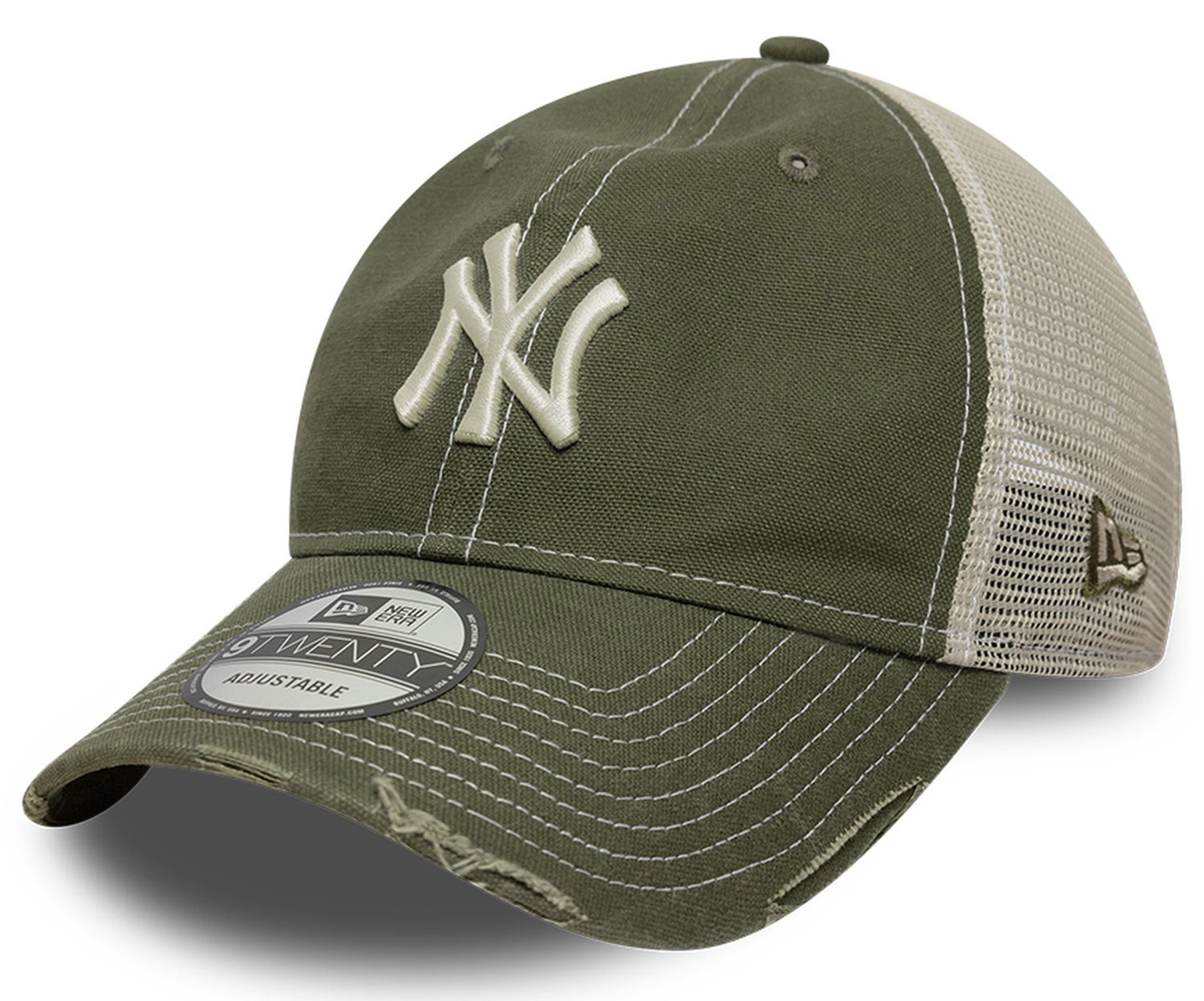 New Era Canvas 9Twenty Trucker Cap New York Yankees Olive 26144