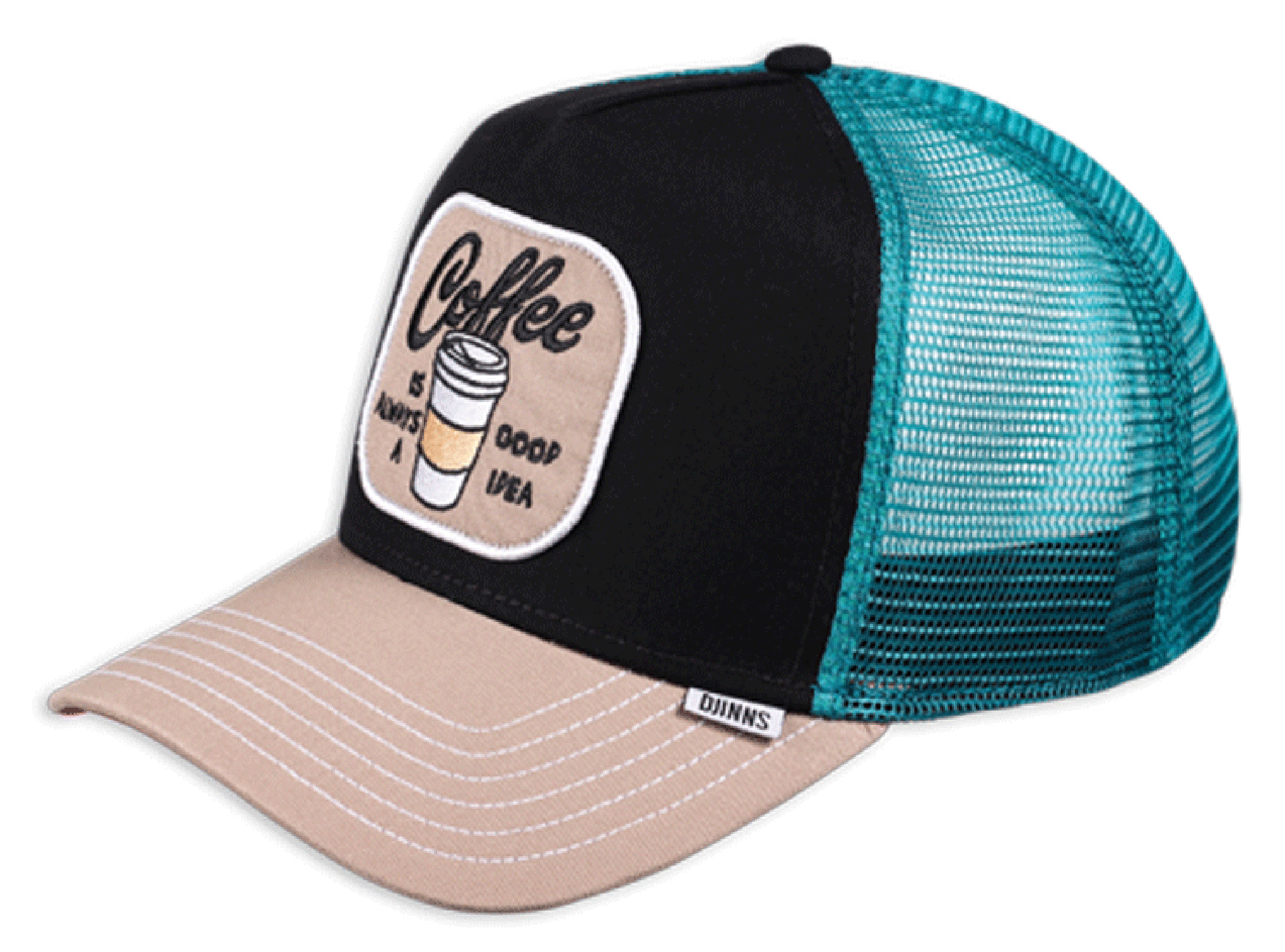Djinns HFT Trucker Cap Food Coffee Black Turquoise 25362