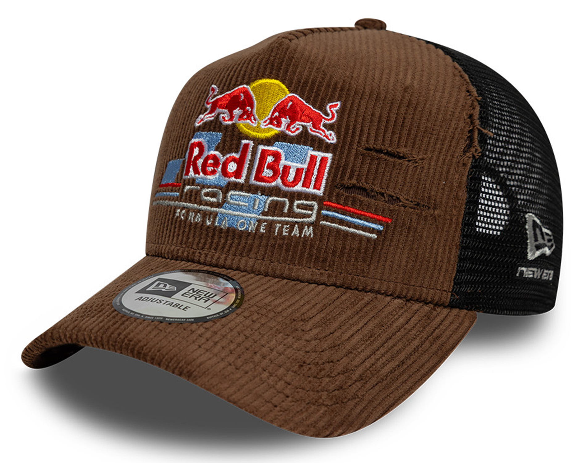 New Era Distressed Cord Trucker Cap Red Bull F1 Braun 26539