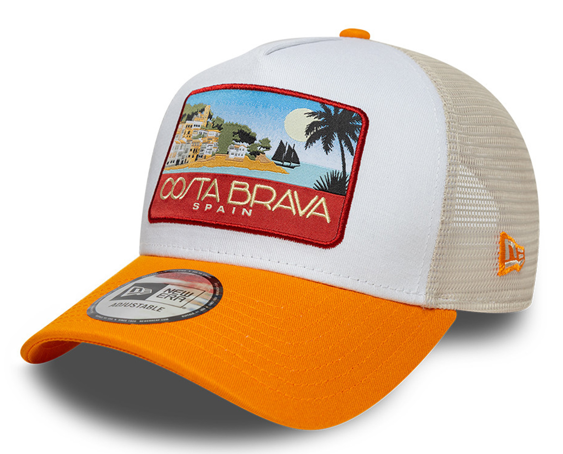 New Era Location Patch Trucker Cap Costa Brava Orange 26127