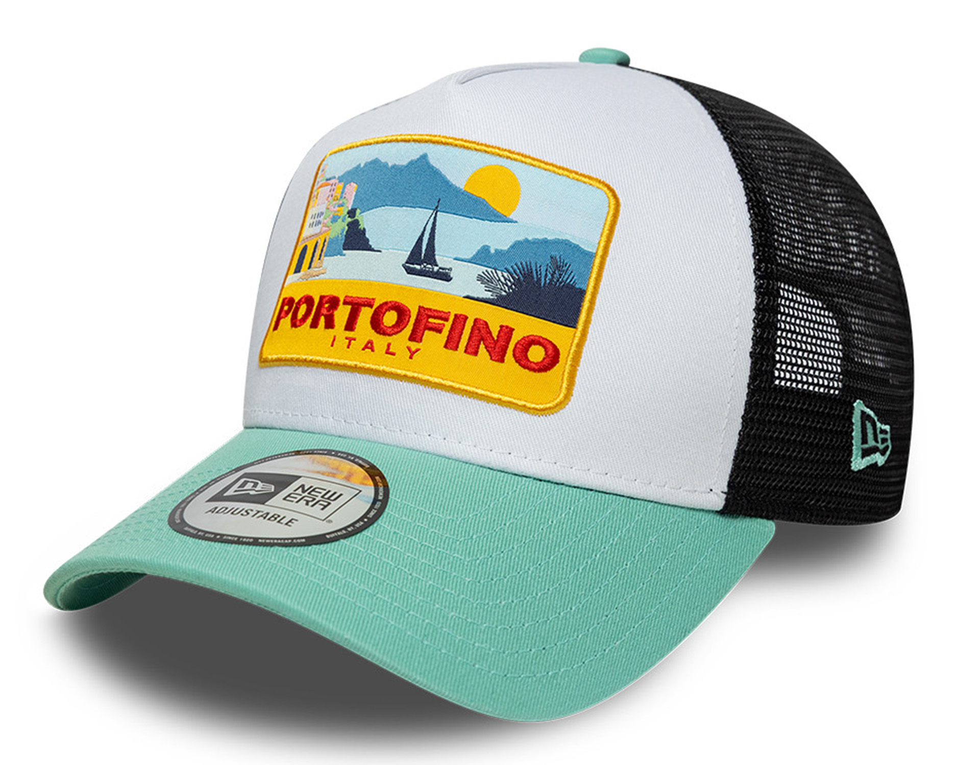 New Era Location Patch Trucker Cap Portofino Grün 26126