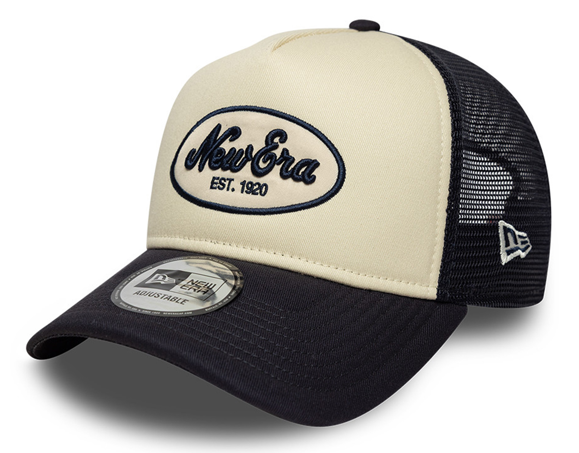 New Era Oval Foam Patch Trucker Cap Beige 26528